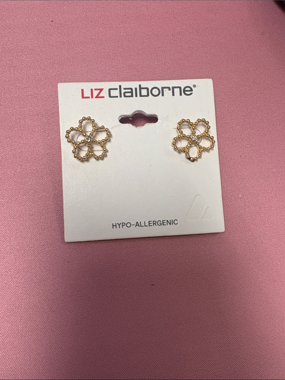 Liz Claiborne Gold Floral Filigree Stud Earrings